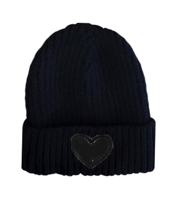 Dacee Black Hat with Black Leather Heart