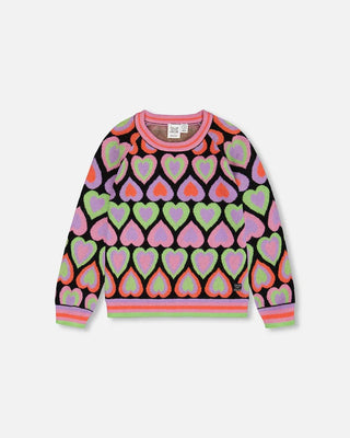 Deux par Deux Jacquard Hearts Sweater