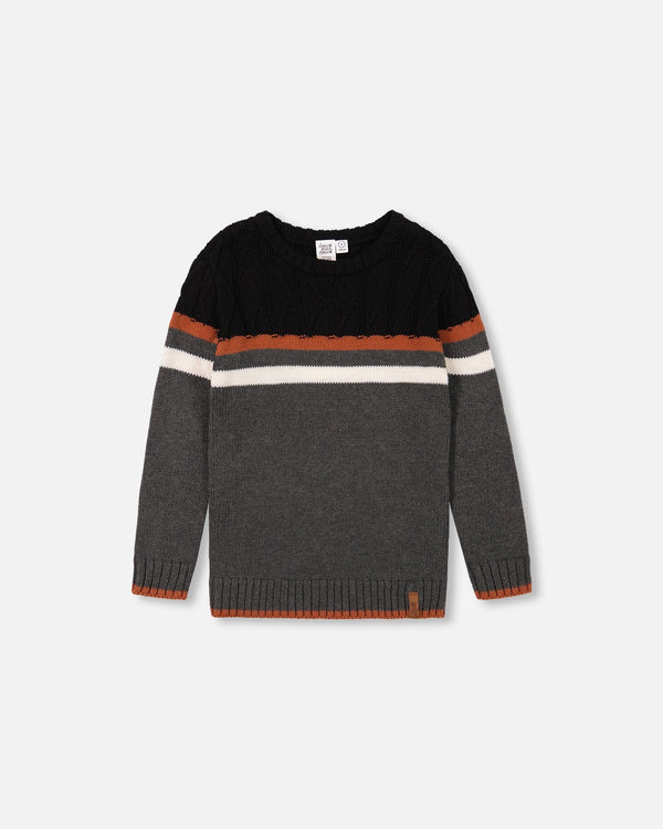 Deux par Deux Colourblock Cable Sweater