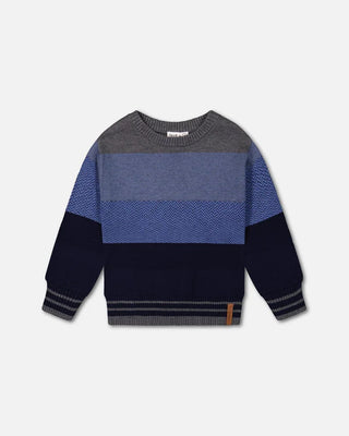 Deux par Deux Blue Colourblock Sweater