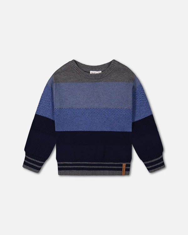 Deux par Deux Blue Colourblock Sweater