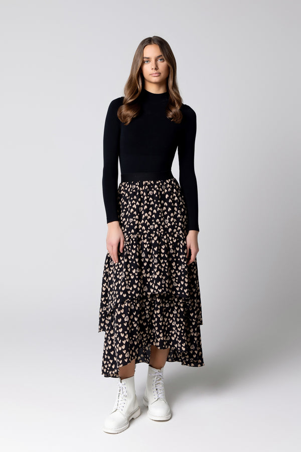 Elle Oh Elle Layered Skirt Rust Hearts