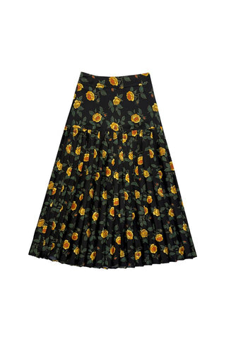 Elle oh Elle Paloma Skirt Roses on Green