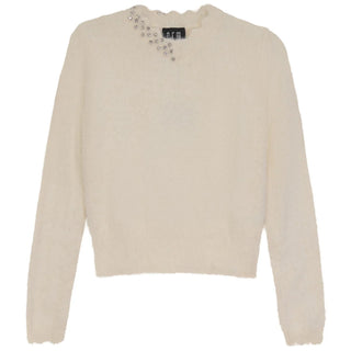 GEM Cream Furry Scalloped Sweater