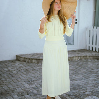 GEM Pale Banana Rhinestone Sweater+Skirt