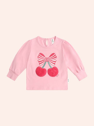 Hux Cherry Pie Puff Sleeve Top in Apricot
