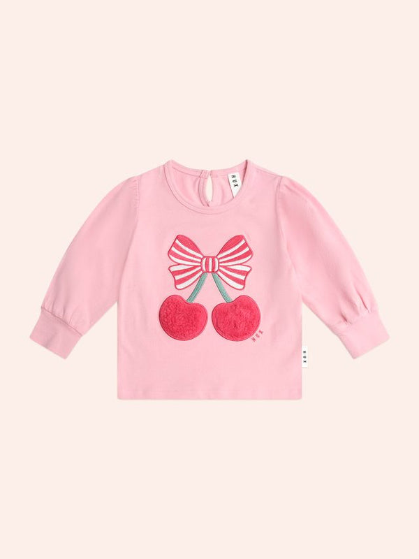 Hux Cherry Pie Puff Sleeve Top in Apricot