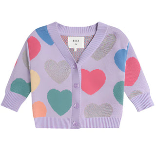 Hux Loveheart Knit Cardi in Purple Rose
