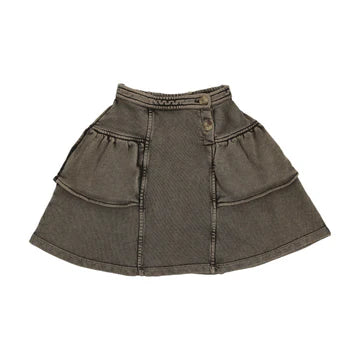 Kin and Kin Taupe Denim French Terry Tiered Skirt