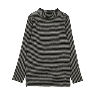 Kin and Kin Light Grey/Black Stripe Girls Mockneck