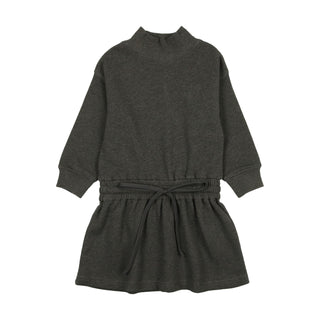 Kin and Kin Heathered Grey Waisted Tie Dress