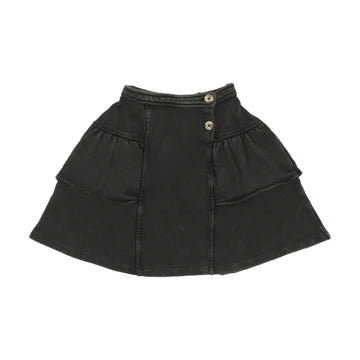 Kin and Kin Black Denim French Terry Tiered Skirt