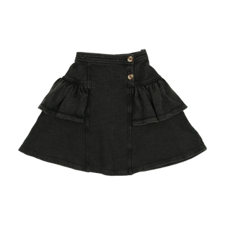 Kin and Kin Black Wash Denim Ruffle Skirt