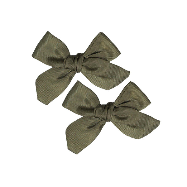 Knot Olive Satin Clip Set