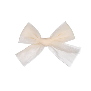 Knot Tulle Bow Clip in Creme