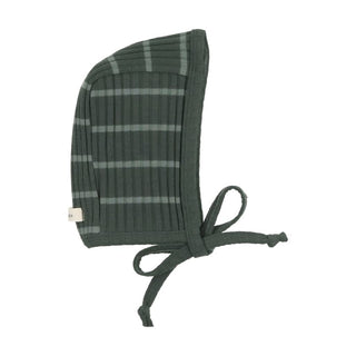 Lil Legs Green Wide Rib Stripe Bonnet