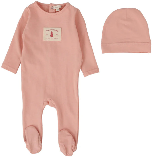 Lil Legs Contrast Footie with Beanie in Coral