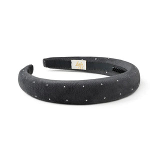 Halo Luxe Vivienne Studded Velveteen Headband in Charcoal