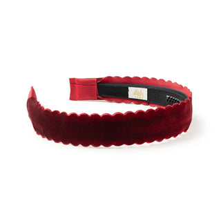 Halo Luxe Opaline Scalloped Velvet Headband in Ruby