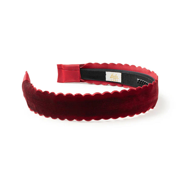 Halo Luxe Opaline Scalloped Velvet Headband in Ruby