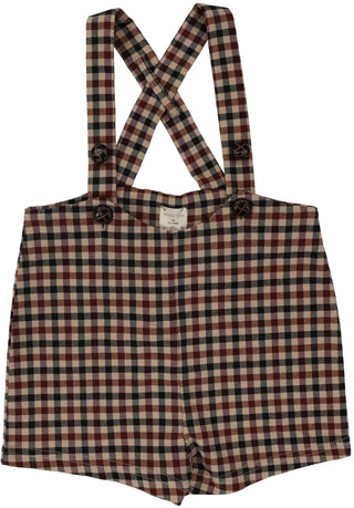 Analogie Tan Plaid Suspender Shorts