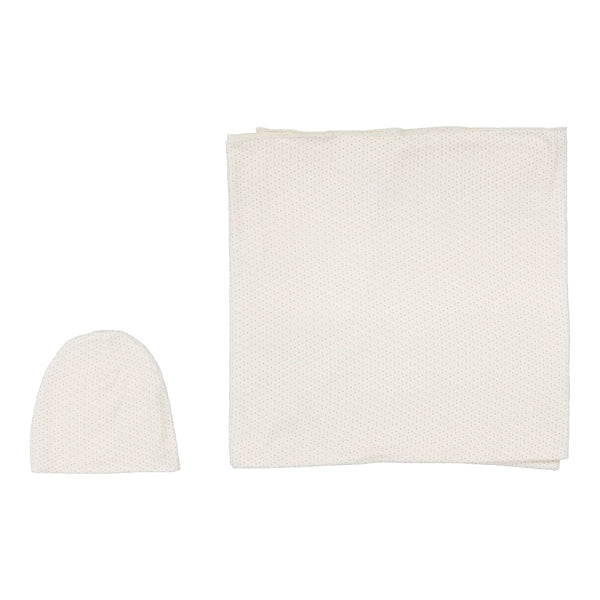 Lilette Dotted Swaddle Set in Cream/Pink