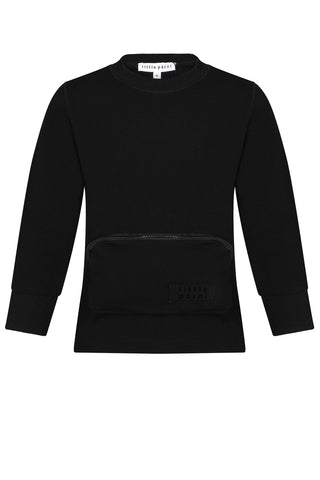 Little Parni Boys Black Pocket Sweatshirt