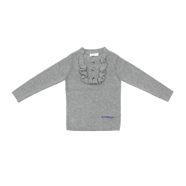 Coco Blanc Grey Ruffle Bib Sweater