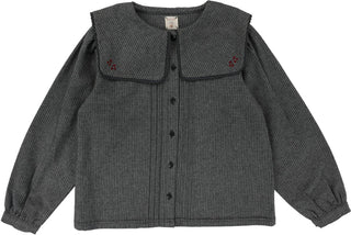 Analogie Girls Blouse in Grey Houndstooth