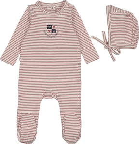 Lil Legs Denim City Footie Set in Red Stripe