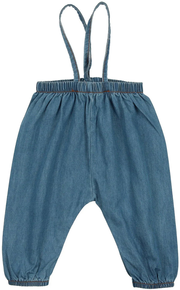 Lil Legs Bubble Suspender Pants In Dark Tencel