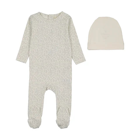 Lilette Leaf Trail Footie Set in Cream/Blue
