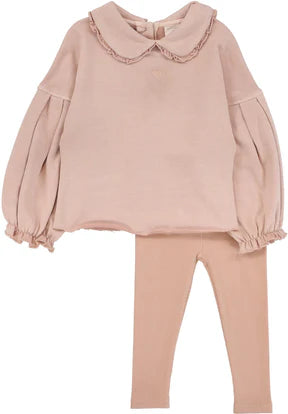 Analogie Girls Sweatshirt Set in Dusty Pink wash