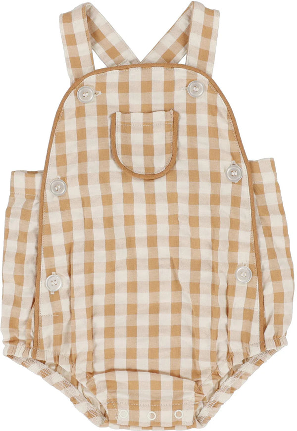 Analogie Golden Gingham Suspender Romper