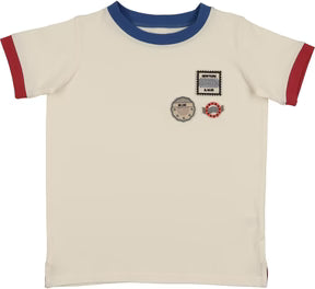 Lil Legs Patch Applique Tee in Cream