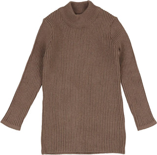 Lil Legs Brown Knit Mockneck