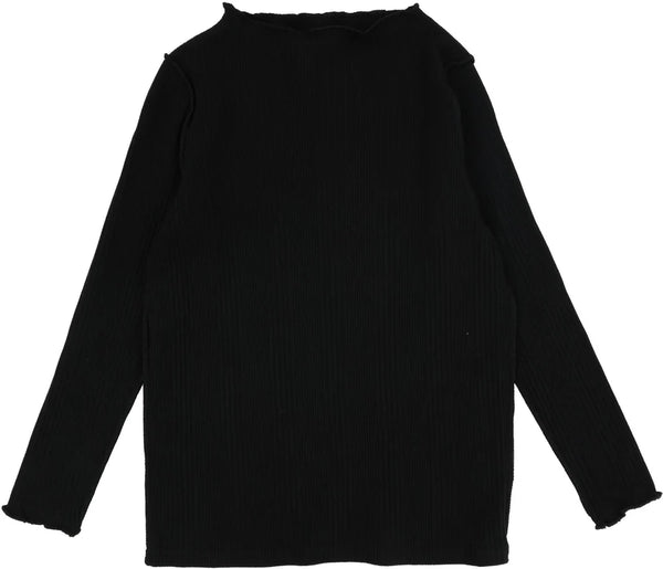 Lil Legs Ribbed Funnel Neck in Black