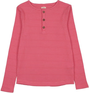 Lil Legs Basic Stripe Henley in Pink/Red