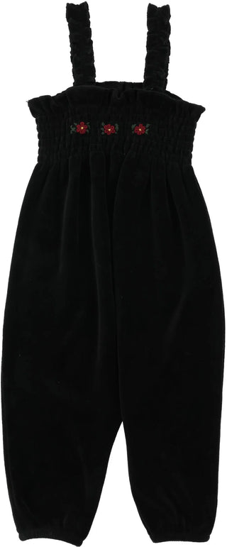 Lil Legs Velour Smocked Romper Black