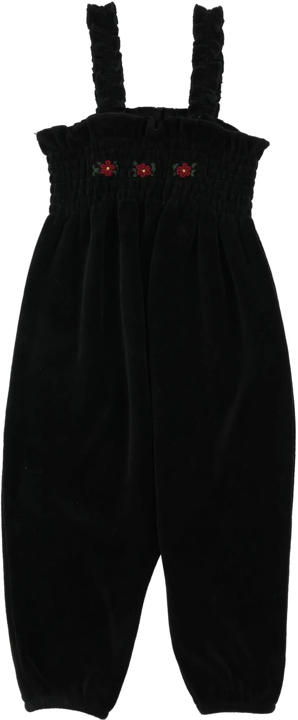 Lil Legs Velour Smocked Romper Black