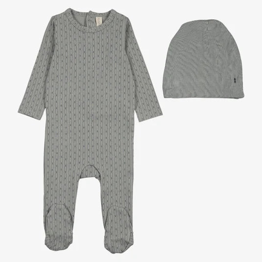 Lilette Gem Stripe Footie in Light Blue