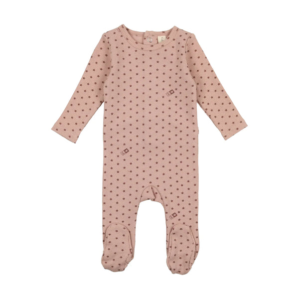 Lilette Pink/Rose Ribbed Star Footie