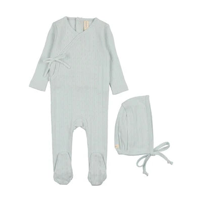 Lilette Fine Pointelle Footie Set in Sky Blue