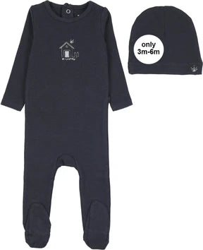 Analogie Sweet Campaign Boys Embroidered Footie Set - Navy