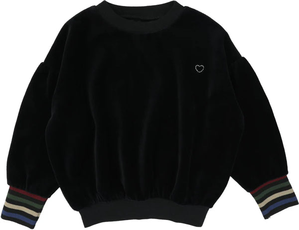 Analogie Girl Black Velour Sweatshirt