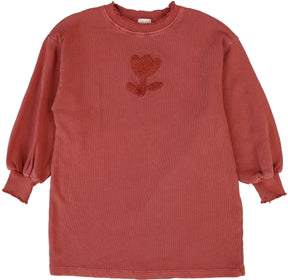 Analogie Sherpa Tulip Dress in Mineral red