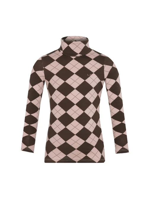 Little Parni Brown Casual Argyle Turtleneck