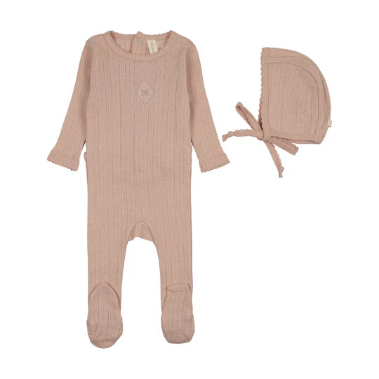 Lilette Geo Floral Footie Set in Dusty Pink