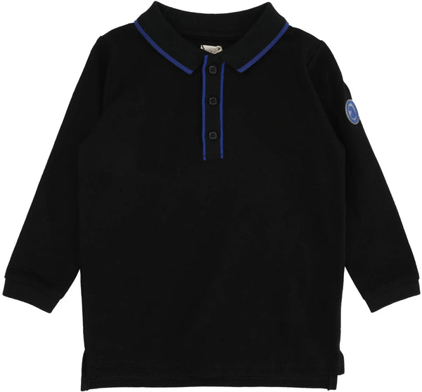 Lil Legs Contrast Trim Polo in Black