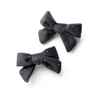 Halo Luxe Vivienne Studded Velveteen Double Clip Charcoal